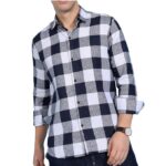 MiraMichi Men's Pure Cotton Blue Checkered Full Sleeve Shirt - Regular Fit, Casual Wear, Comfortable and Stylish Design