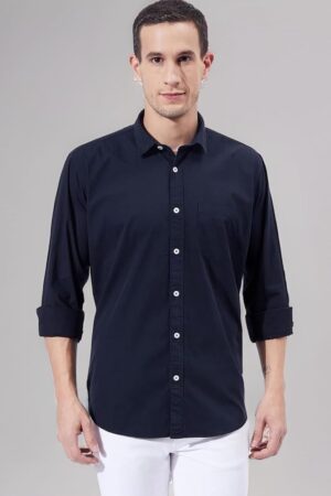 Ben Martin Men's Cotton Regular Collar Shirt with Chest Pocket || Classic Collar, Slim Fit, Casual & Formal Wear || Soft & Breathable Fabric || Full Sleeve Shirt for Men