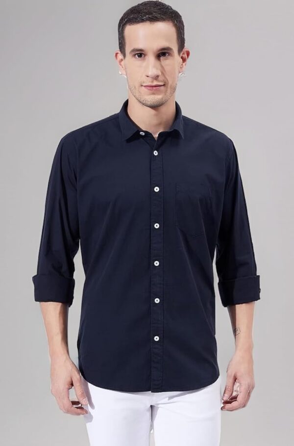Ben Martin Men's Cotton Regular Collar Shirt with Chest Pocket || Classic Collar, Slim Fit, Casual & Formal Wear || Soft & Breathable Fabric || Full Sleeve Shirt for Men
